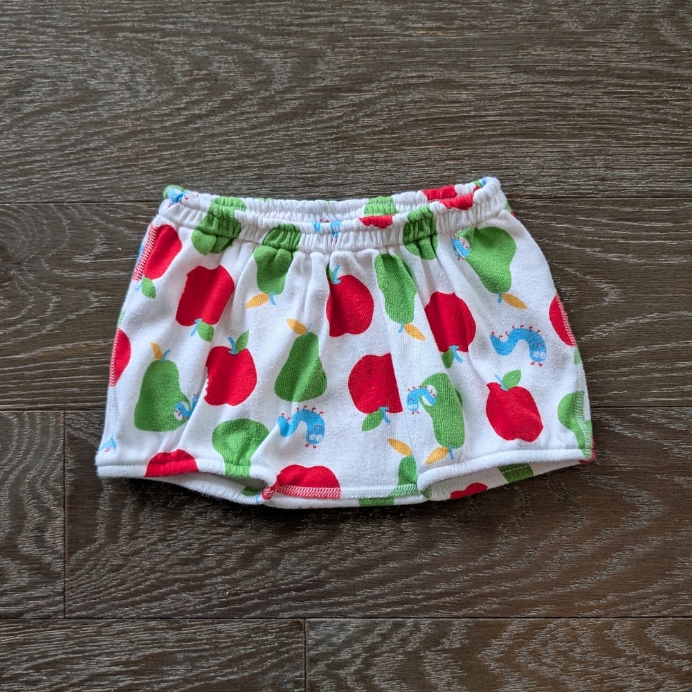 3/$15 - Hanna Andersson Pear Apple Caterpillar Shorts Size 6-12 Months